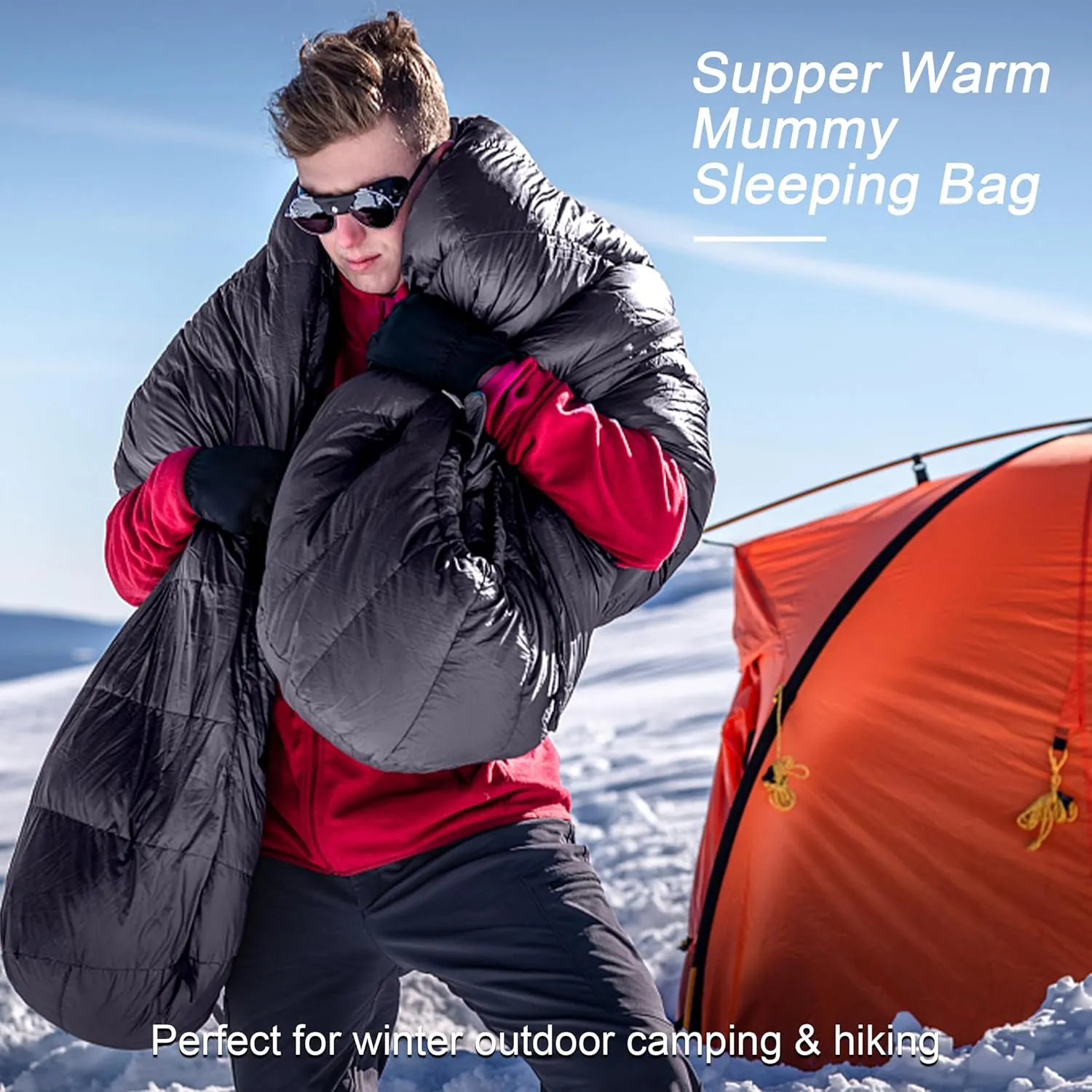 0 Degree Sleeping Bag for Adults - 660 Fill Power Down Bag for Cold Weather -20F / -8F / 0F / 10F Large Lightweight