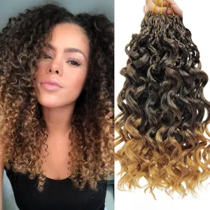 10 Inch Pre Looped Crochet Hair for Black Women - Gogo Curl/Beach Curl/Ocean/Water/Deep Wave Crochet Hair 8 Packs, Synthetic Hair Tangle-Free Natural Look Curly Hair Extensions (1B/27)
