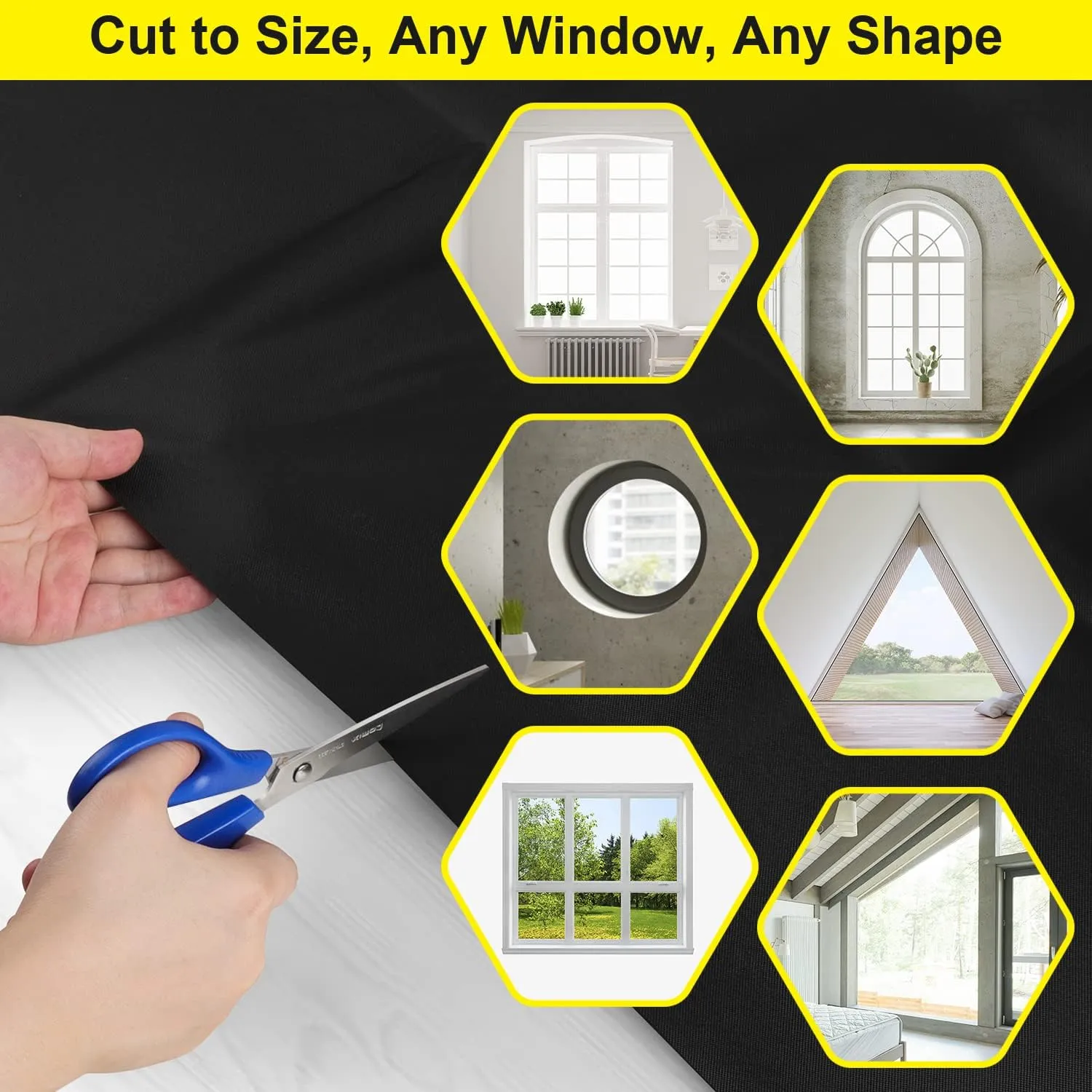 100% Blackout Blinds 79" x 57" Travel Blackout Window Shades Portable Blackout Window Cover for Nursery Bedroom Dorm Room, No Drill Window Privacy Film, Light & UV Block for House