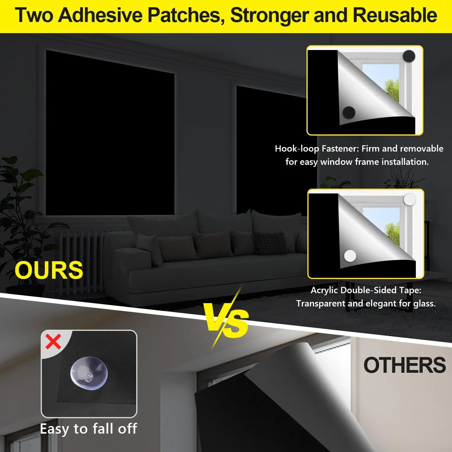 100% Blackout Blinds 79" x 57" Travel Blackout Window Shades Portable Blackout Window Cover for Nursery Bedroom Dorm Room, No Drill Window Privacy Film, Light & UV Block for House