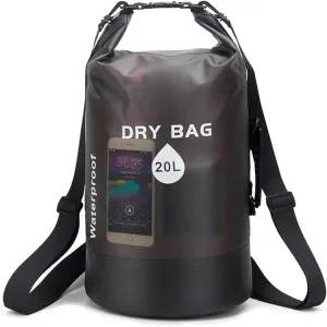 10L/20L Roll Top Dry Compression Sack, Translucency Waterproof Dry Bag, Keep Gear Dry Clean, for Swimming, Kayak, Rafting & Boating (Color : Black, Size : 20l)