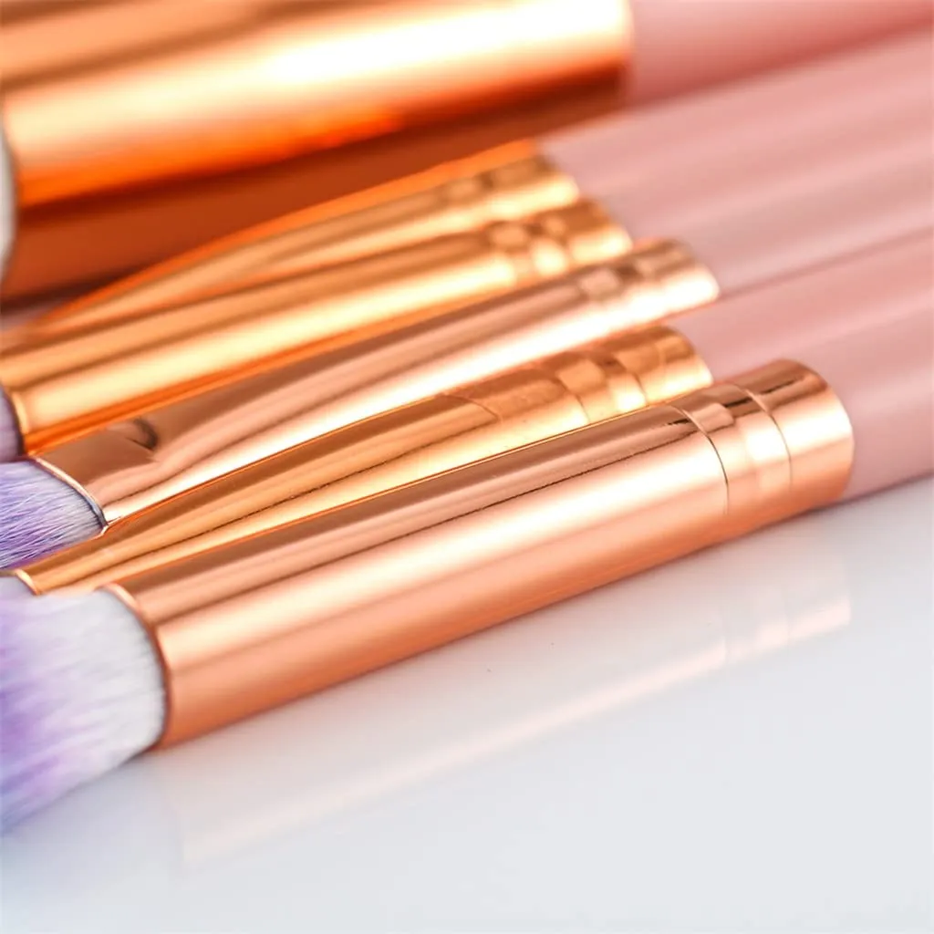 10pcs Makeup Brushes Set Foundation Powder Eye Shadow Blush Blending Lip Fan Make Up Brush Kit Cosmetic Tool Kit, Roze