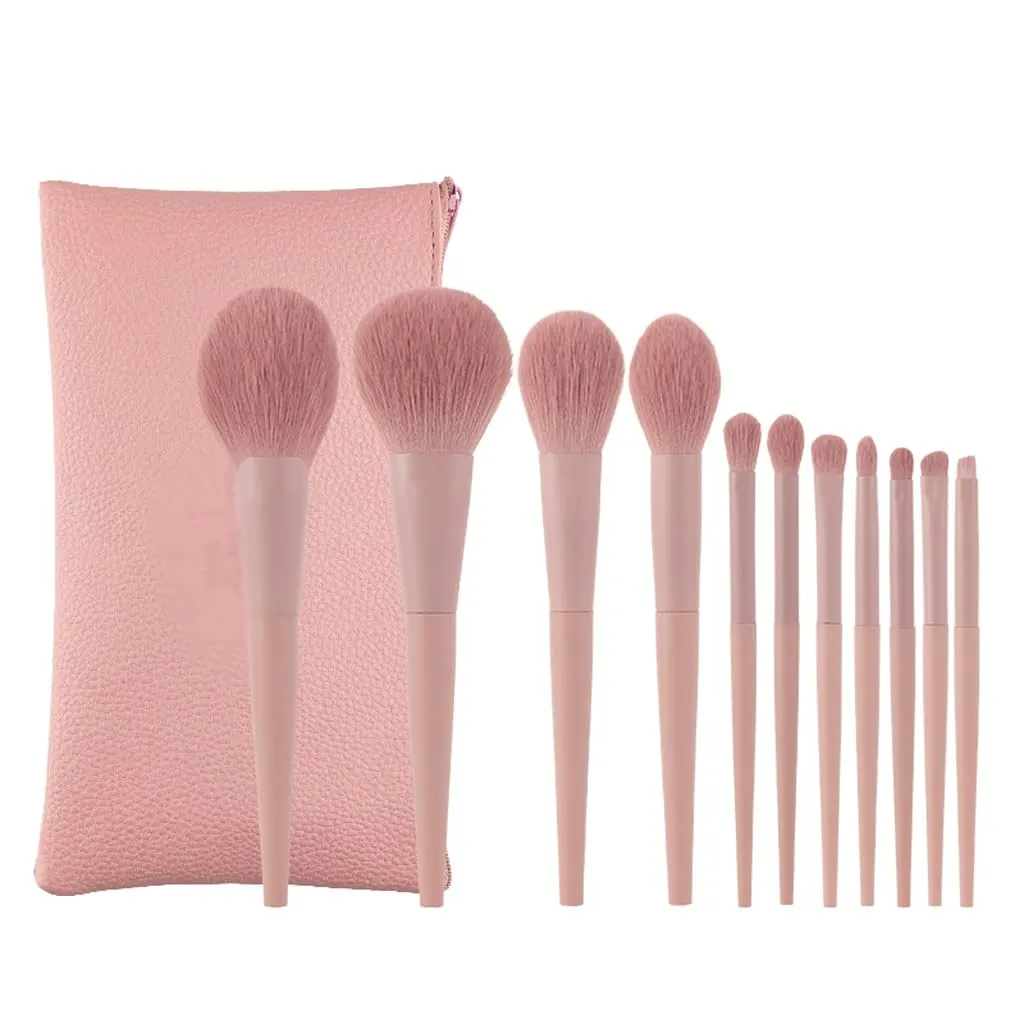 11Pcs Professional Makeup Brushes Set With Bag Synthetic Hair Make Up Brush for Eyeshadow Blending Powder Highlighter