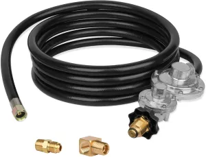 12 FT F273684 Propane Hose with Regulator Compatible with mr Heater F273684 Big Buddy Heaters, Two Stage Propane Regulator with Hose for RV, Gill, Gas Stove,3/8in Female x 3/8in Male Street Elbow