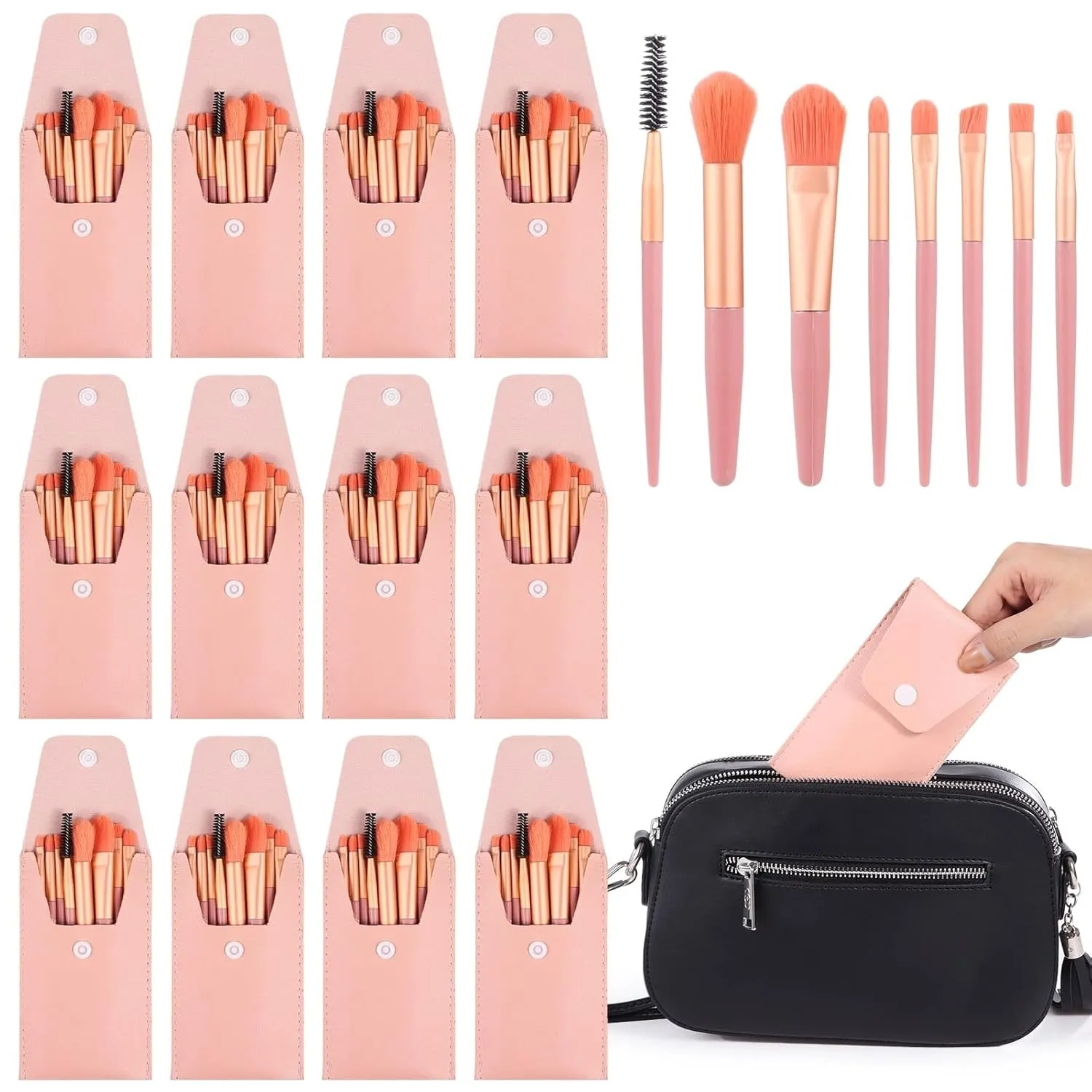 12-Piece Synthetic Makeup Brushes With Travel Bag, Ideal For Weddings And Parties, Complete Brush Set