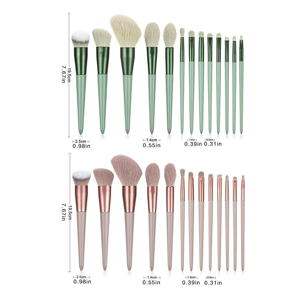 13 pcs Makeup Brushes Set for Foundation Powder Blush Eyeshadow Concealer Lip Eye Makeup Brush Cosmetics Beauty Tools(Green with Bag)