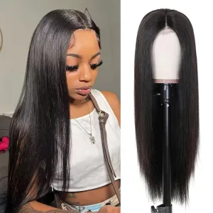 13x6 Lace Front Wigs 26 Inch Straight Wig with Baby Hair 180% Density HD Pre Plucked Pre Cut Frontal Wigs Natural Black Glueless Synthetic Wigs for Women