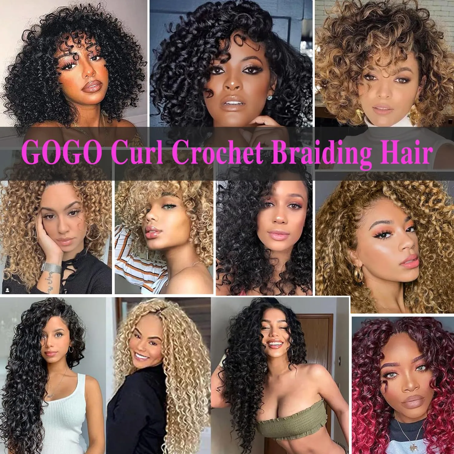 14 Inch Pre Looped Crochet Hair for Black Women - Gogo Curl/Beach Curl/Ocean/Water/Deep Wave Crochet Hair 8 Packs, Synthetic Hair Tangle-Free Natural Look Curly Hair Extensions (1B/30/27)