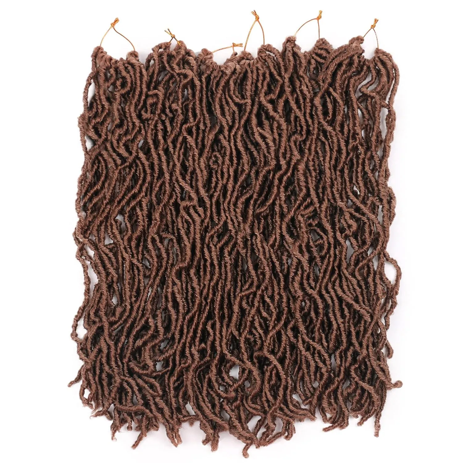 16 Inch Faux Locs Crochet Hair Brown 7 PCS Soft Locs Crochet Hair Goddess Locs Hair Extensions