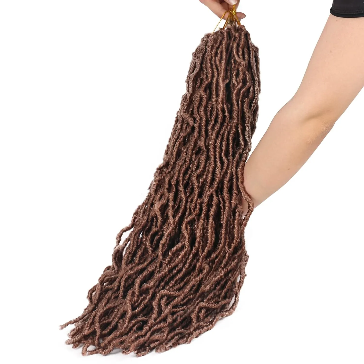 16 Inch Faux Locs Crochet Hair Brown 7 PCS Soft Locs Crochet Hair Goddess Locs Hair Extensions