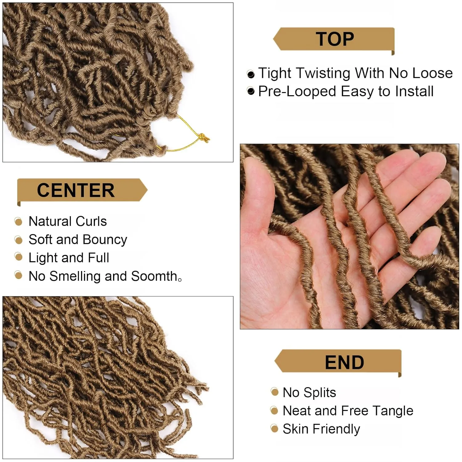 16 Inches Faux Locs Crochet Hair 7 PCS Soft Locs Crochet Hair Goddess Locs Hair Extensions Dark Blonde