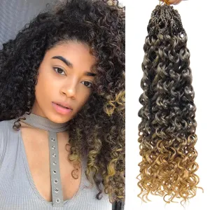 18 Inch Pre Looped Crochet Hair for Black Women - Gogo Curl/Beach Curl/Ocean/Water/Deep Wave Crochet Hair 8 Packs, Synthetic Hair Tangle-Free Natural Look Curly Hair Extensions (1B/27)