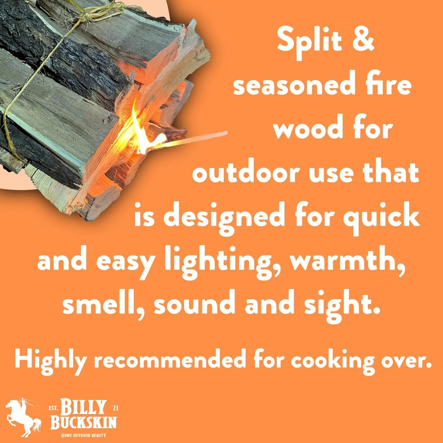 18 LB. Mesquite Firewood & Fatwood Firestarter, Aromatic & Seasoned Wood Logs, Fire Wood Log Perfect Fire Starter for Firepit, Fireplace, Campfires, Bonfire, Outdoor BBQ Grilling by Billy Buckskin Co.