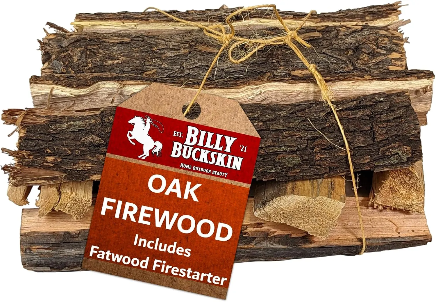 18 LB. Oak FireWood Log & Fatwood Fire Starter Sticks, Firewood Fire Logs Perfect Firestarters for Outdoor Firepit, Fireplaces, Campfires, Seasoned Wood Logs for Outdoor Grilling by Billy Buckskin Co.