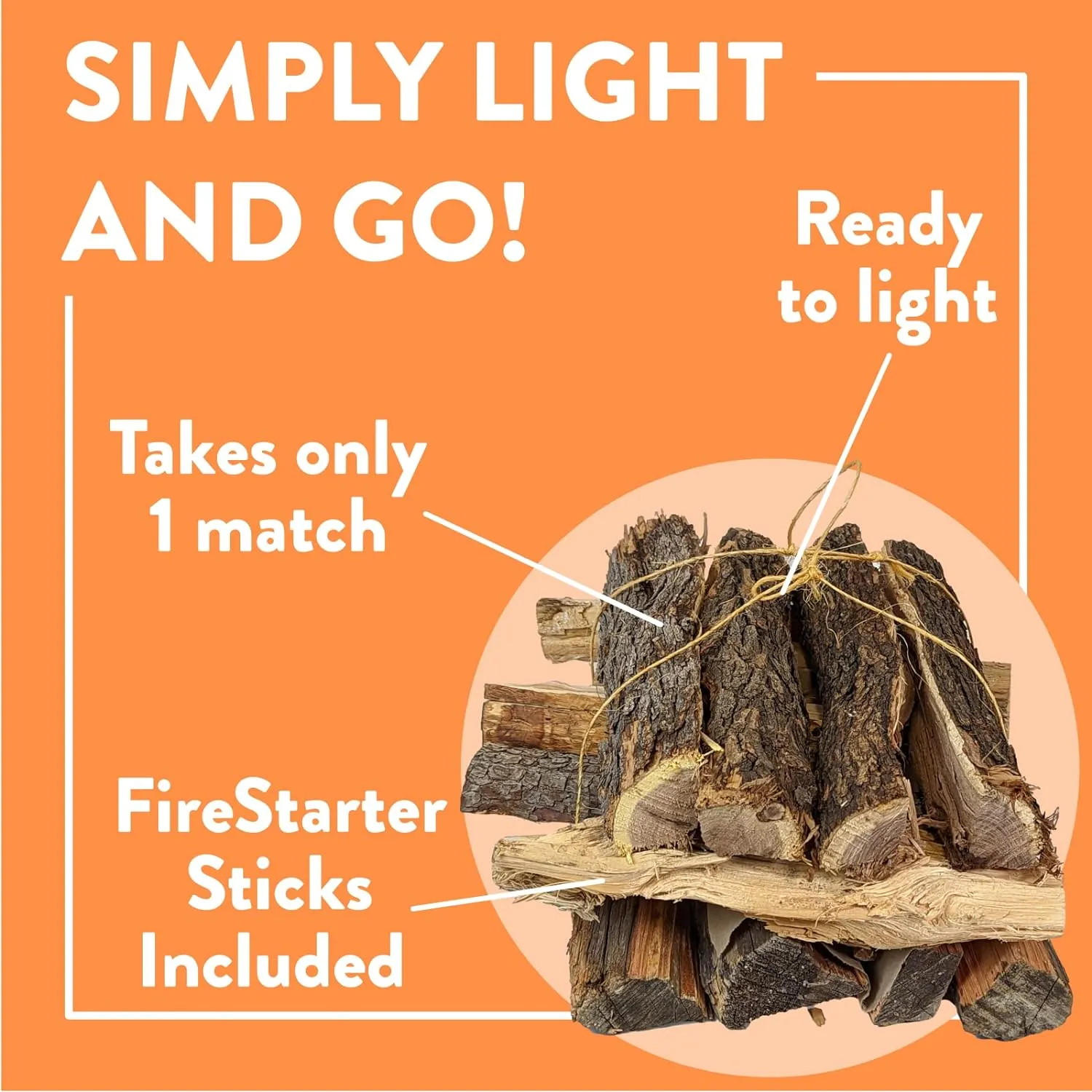 18 LB. Oak FireWood Log & Fatwood Fire Starter Sticks, Firewood Fire Logs Perfect Firestarters for Outdoor Firepit, Fireplaces, Campfires, Seasoned Wood Logs for Outdoor Grilling by Billy Buckskin Co.