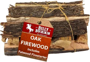 18 LB. Oak FireWood Log & Fatwood Fire Starter Sticks, Firewood Fire Logs Perfect Firestarters for Outdoor Firepit, Fireplaces, Campfires, Seasoned Wood Logs for Outdoor Grilling by Billy Buckskin Co.