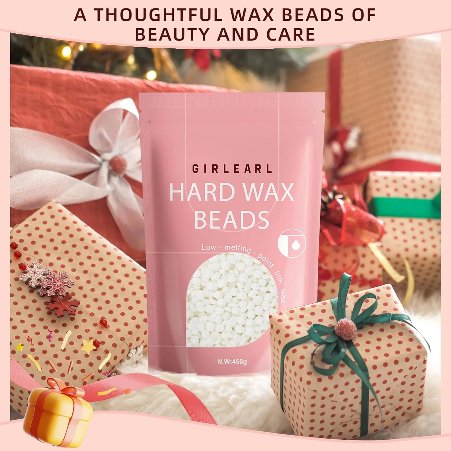 1lb Wax Beads for Hair Removal - Unscented Hard Wax Beads Refill for Professional Full Body Waxing - Ideal for Facial, Brazilian Bikini, Legs, and Underarms at Home for Women and Men (White)