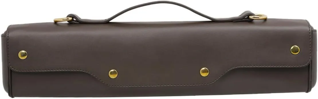 1Pc Portable Flute Case Flute Carry Bag with Shoulder Strap Lightweight Woodwind Storage Box for Adults Stylish Synthetic Design Coffee Color
