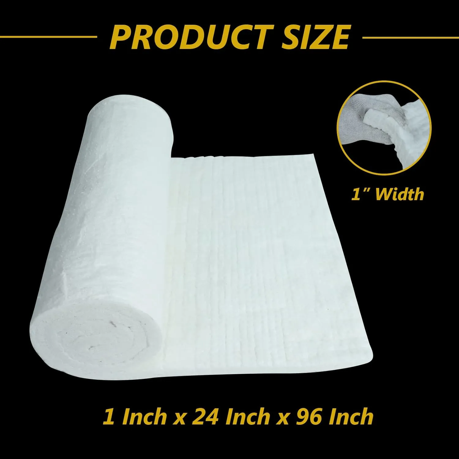 1"x24"x96",2400F Ceramic Fiber Fireproof Insulation Blanket, Applicable to Furnace, forging, kiln and Stove