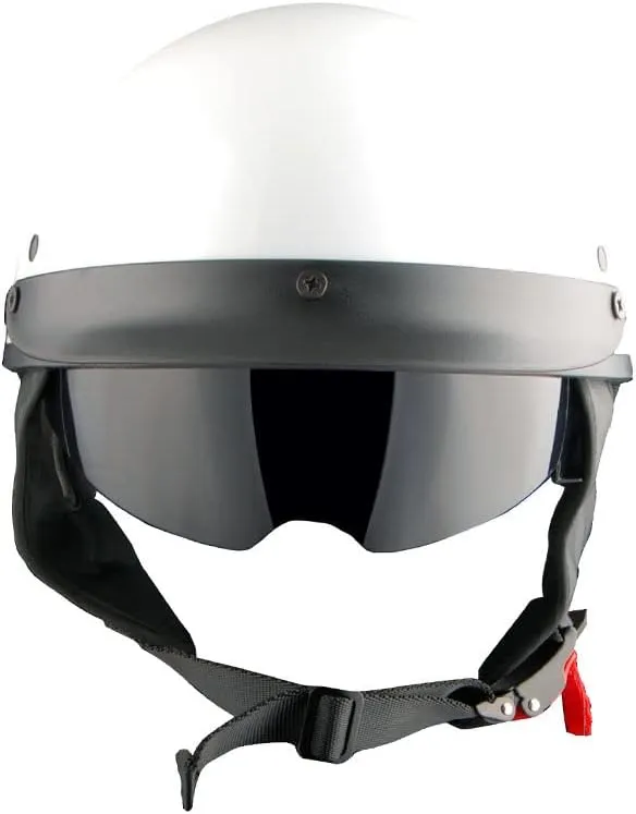 1Storm Motorcycle Half Face Helmet Mopeds Scooter Pilot with Retractable Inner Smoked Visor
