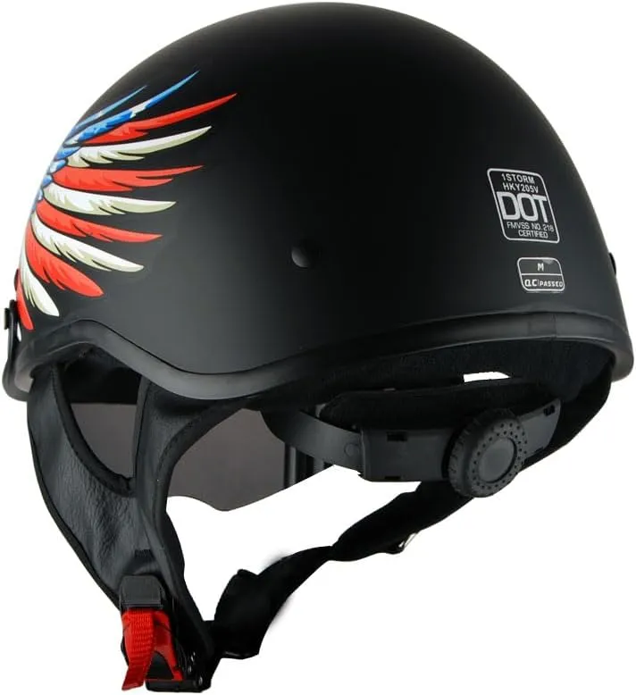 1Storm Motorcycle Half Face Helmet Mopeds Scooter Pilot with Retractable Inner Smoked Visor