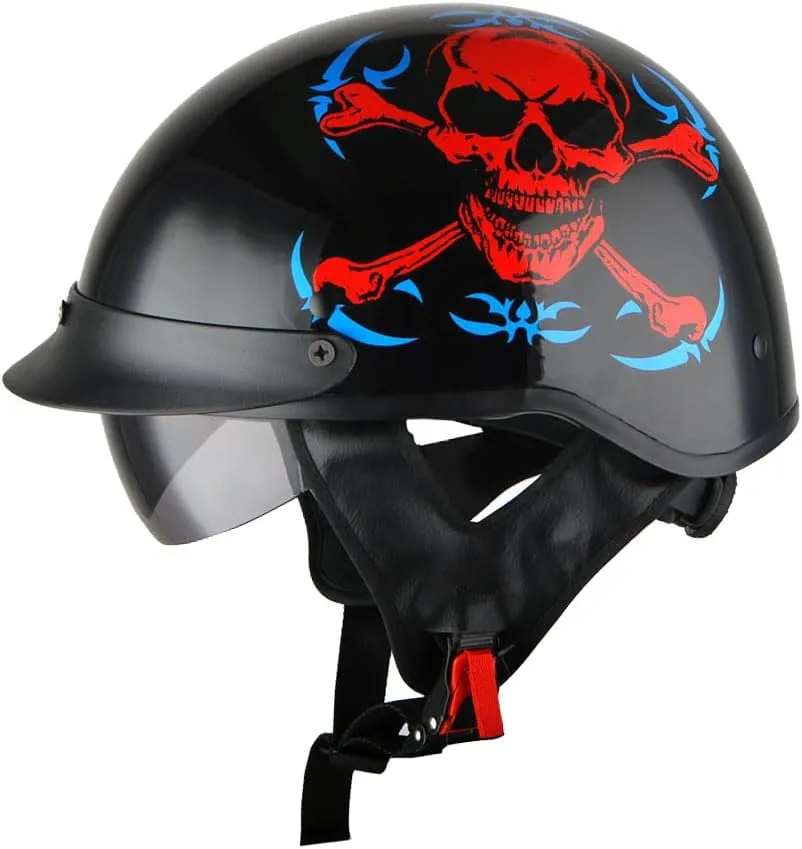 1Storm Motorcycle Half Face Helmet Mopeds Scooter Pilot with Retractable Inner Smoked Visor