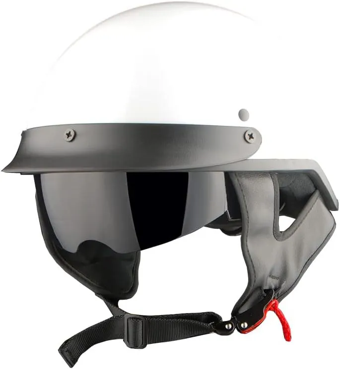 1Storm Motorcycle Half Face Helmet Mopeds Scooter Pilot with Retractable Inner Smoked Visor