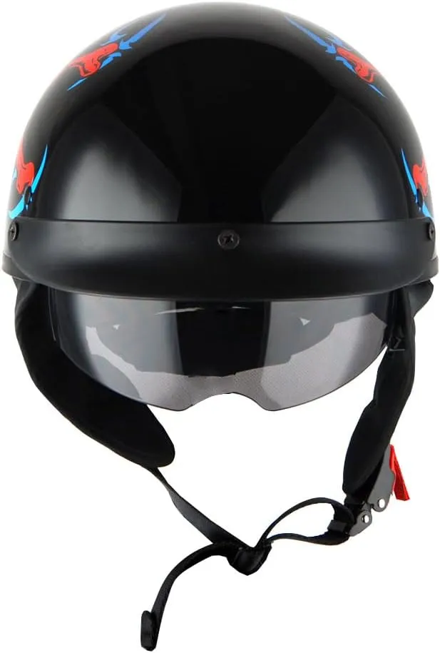 1Storm Motorcycle Half Face Helmet Mopeds Scooter Pilot with Retractable Inner Smoked Visor
