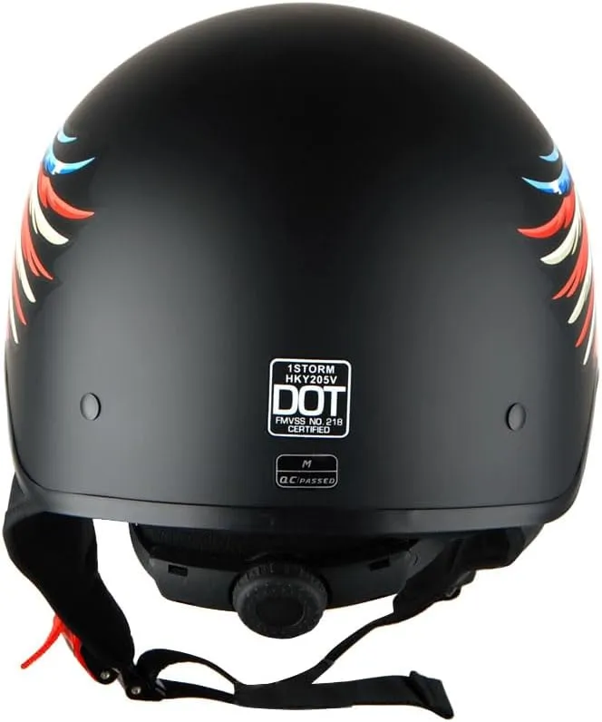 1Storm Motorcycle Half Face Helmet Mopeds Scooter Pilot with Retractable Inner Smoked Visor