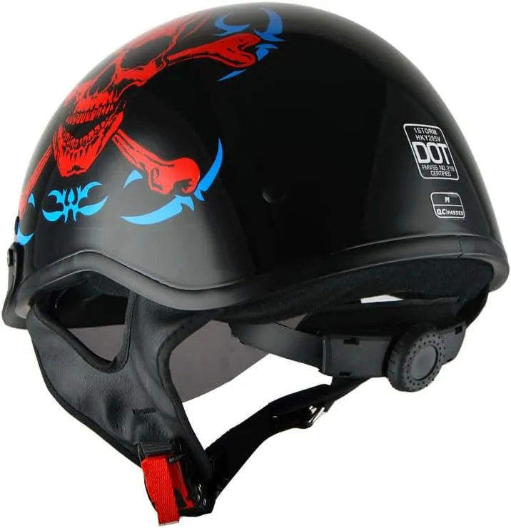 1Storm Motorcycle Half Face Helmet Mopeds Scooter Pilot with Retractable Inner Smoked Visor