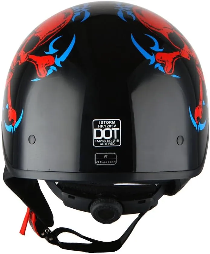 1Storm Motorcycle Half Face Helmet Mopeds Scooter Pilot with Retractable Inner Smoked Visor