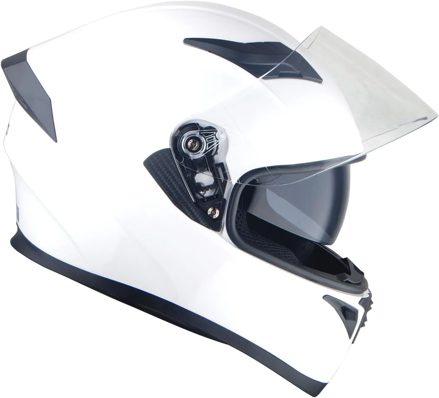 1Storm Motorcycle Street Bike Dual Visor/Sun Visor Full Face Helmet Element Silver Matt Black: HJK316