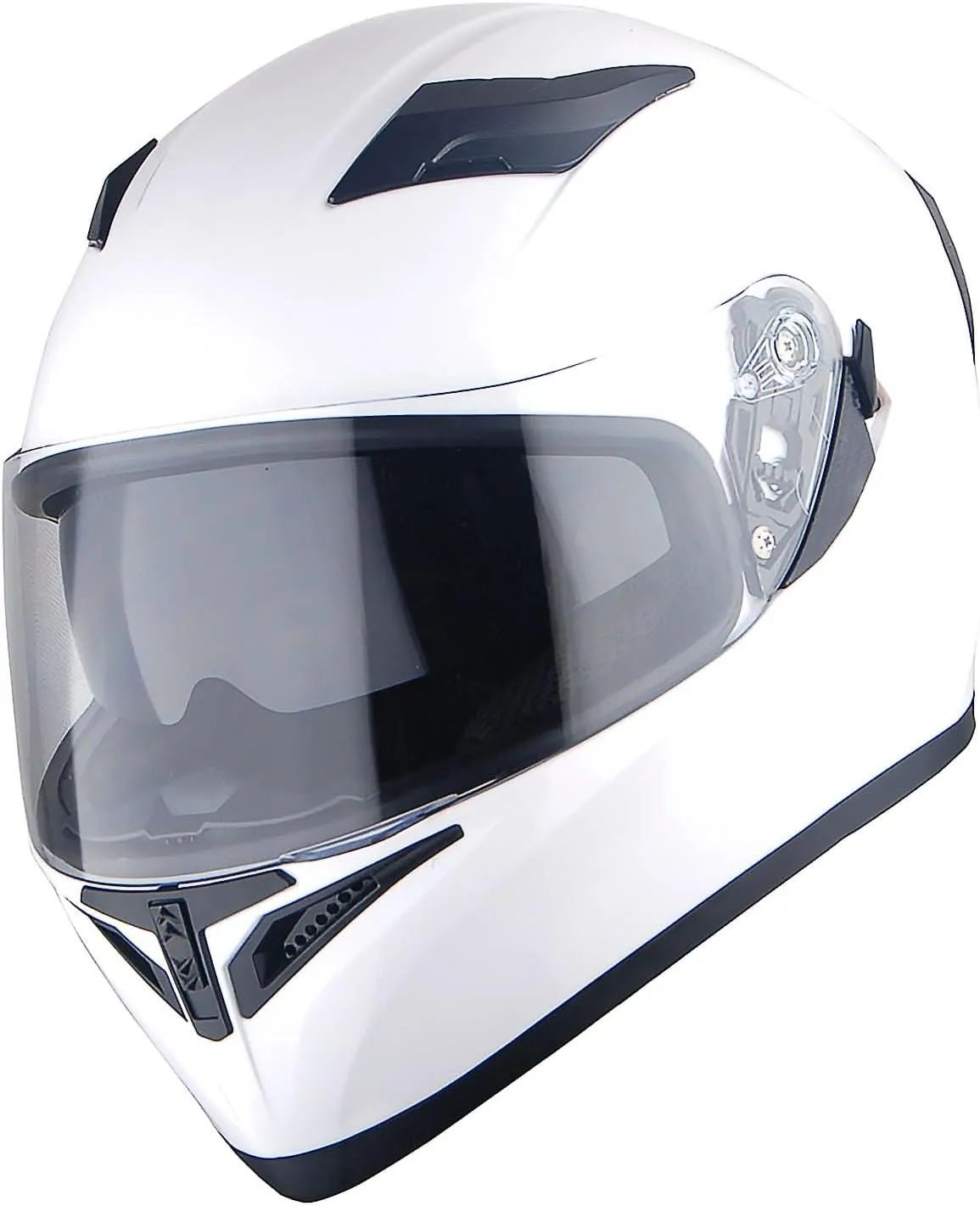 1Storm Motorcycle Street Bike Dual Visor/Sun Visor Full Face Helmet Element Silver Matt Black: HJK316