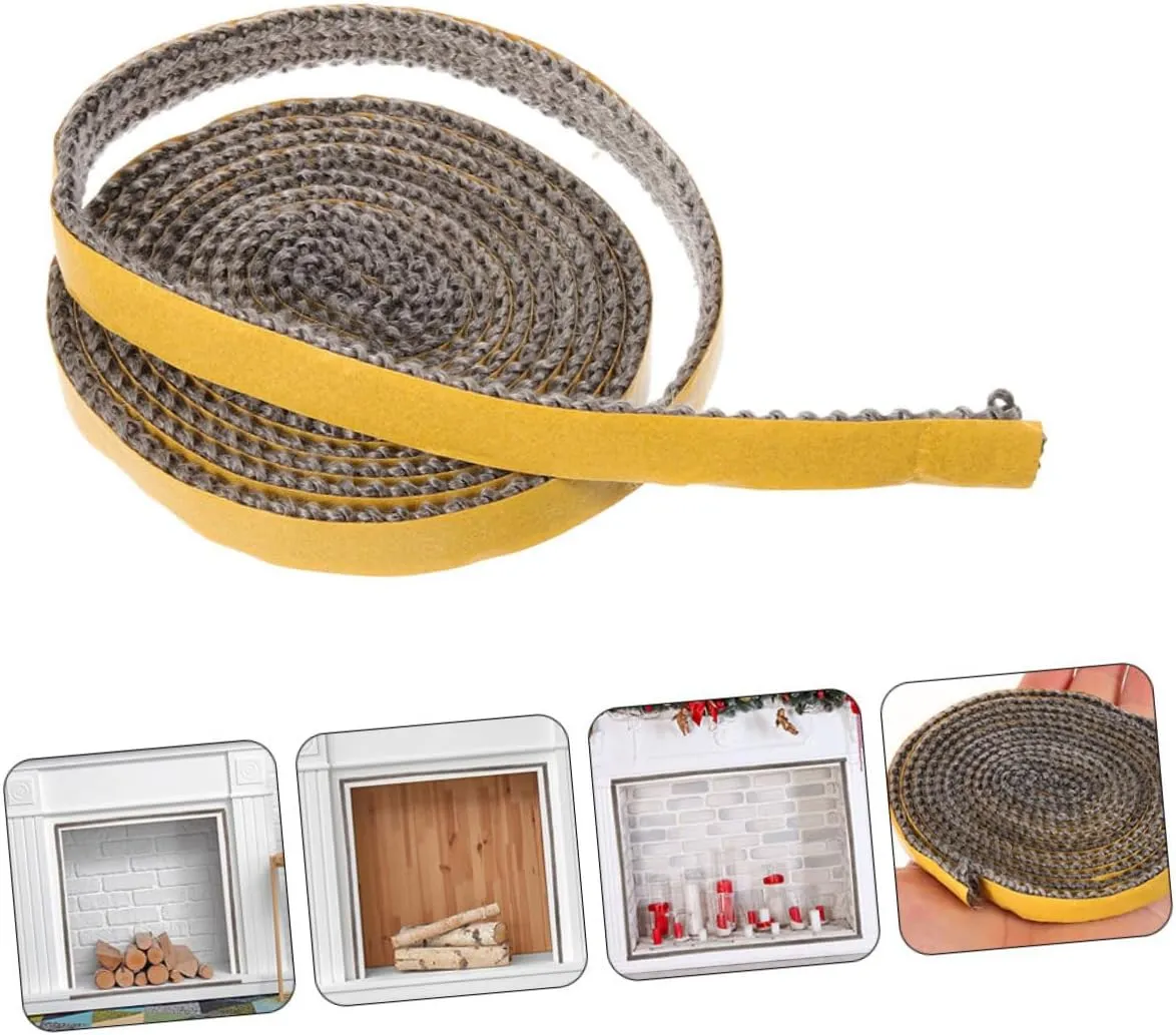 200cm Roll Fiberglass Stove Gasket Flat Self-Adhesive Firewood Stove Door Seal High Temp Replacement for Fireplace
