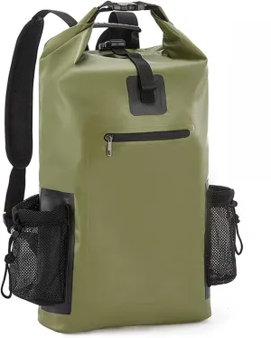 20L/40L/50L Waterproof Dry Sack, Floating Dry Backpack with Exterior Zippered Pocket and Side Mesh Bag, for Kayaking, Swimming, Rafting (Color : Green, Size : 40l)