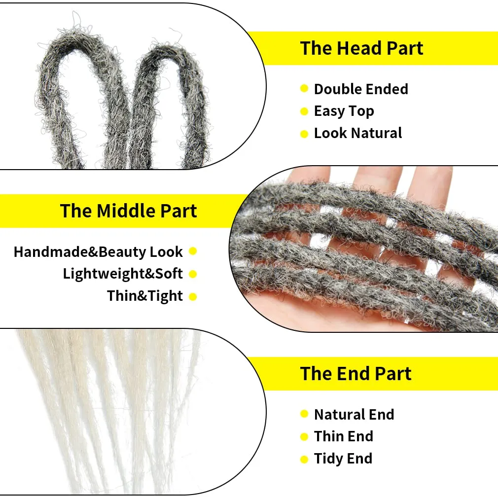 20" Double Ended Dreadlock Extensions 15 Strands 1B/Blonde DE Soft Synthetic Handmade Braid Dread Extensions