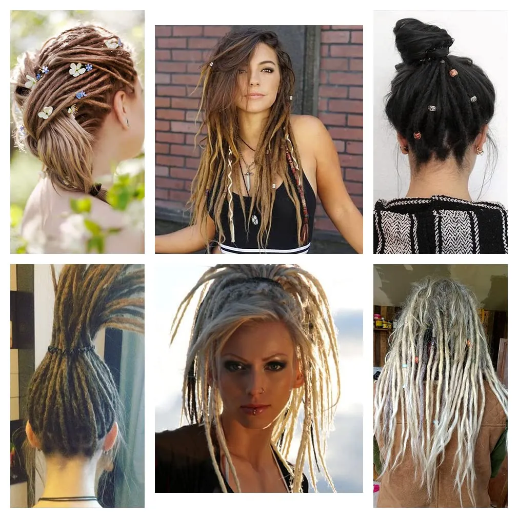20" Double Ended Dreadlock Extensions 15 Strands DE Synthetic Handmade Braiding Dread Extensions (20Inch, Copper Red-350#)