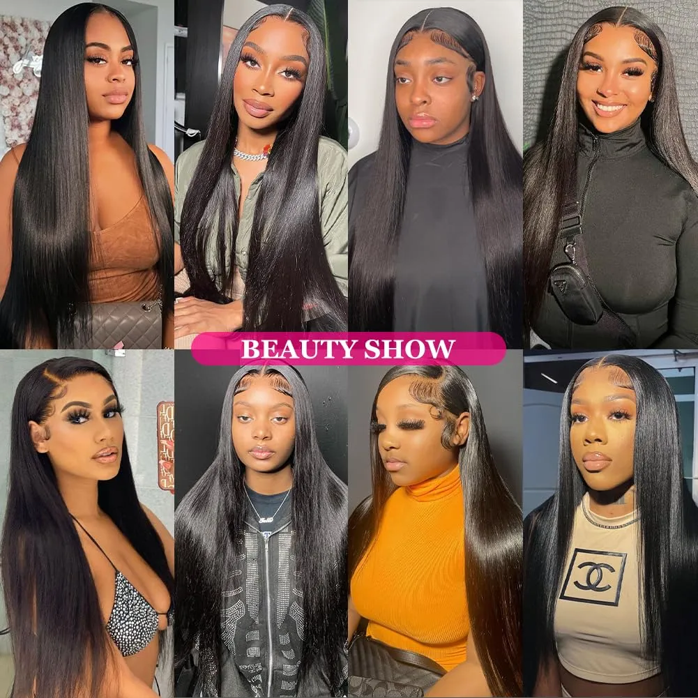 210% Density 13x6 Straight HD Lace Front Wigs Human Hair Pre Plucked 230g Glueless 100% Human Hair Lace Front Wigs for Black Women Brazilian Lace Frontal Wigs Human Hair 13x6 Free Part 28 Inch