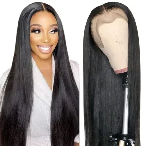 210% Density 13x6 Straight HD Lace Front Wigs Human Hair Pre Plucked 230g Glueless 100% Human Hair Lace Front Wigs for Black Women Brazilian Lace Frontal Wigs Human Hair 13x6 Free Part 28 Inch
