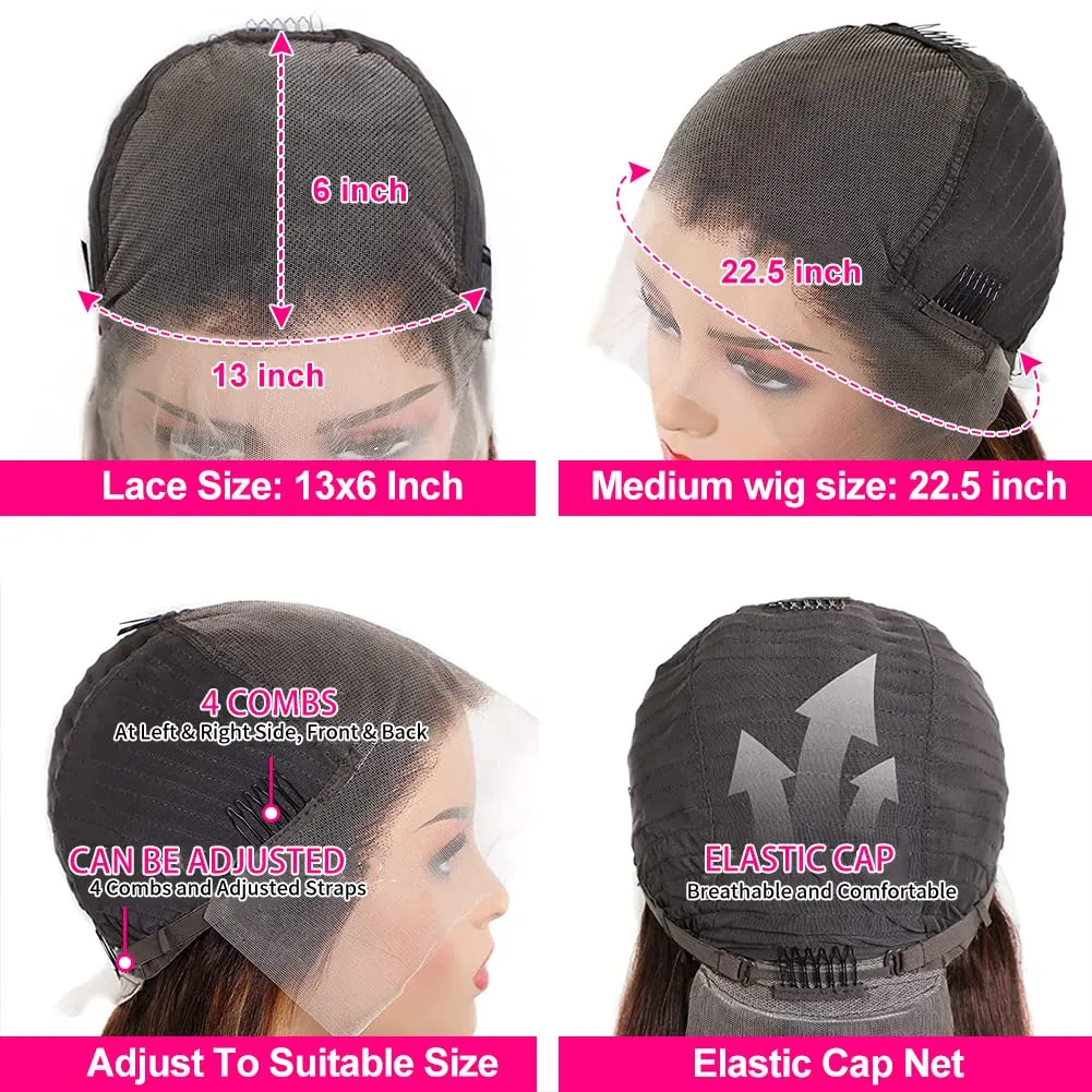210% Density 13x6 Straight HD Lace Front Wigs Human Hair Pre Plucked 230g Glueless 100% Human Hair Lace Front Wigs for Black Women Brazilian Lace Frontal Wigs Human Hair 13x6 Free Part 28 Inch