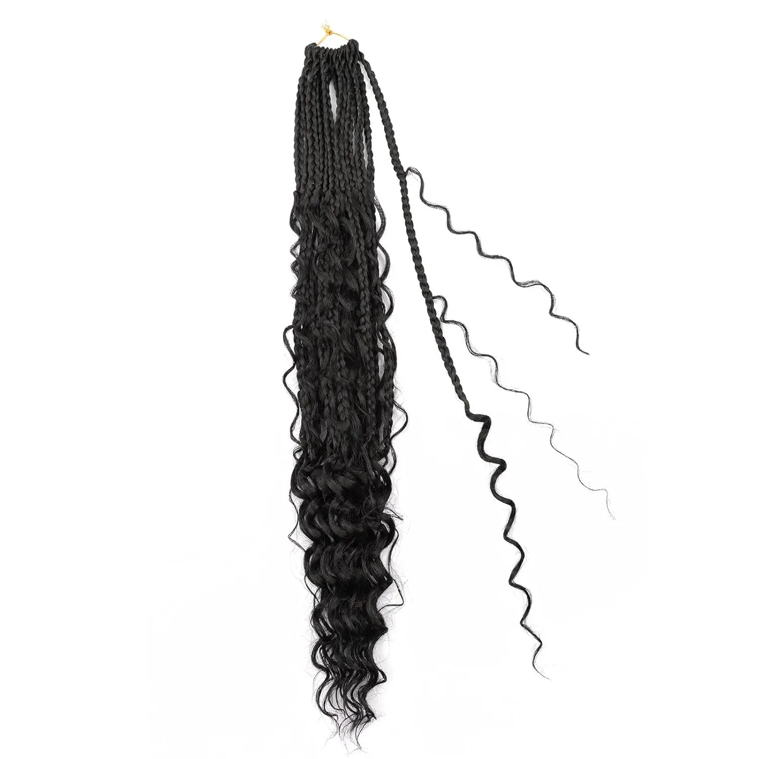 24 Inch Goddess Box Braids Crochet Hair for Black Women 8 Packs Bohomian Crochet Box Braids Pre-looped Boho Box Braids Crochet Braids Synthetic Braiding Hair Extension 1B