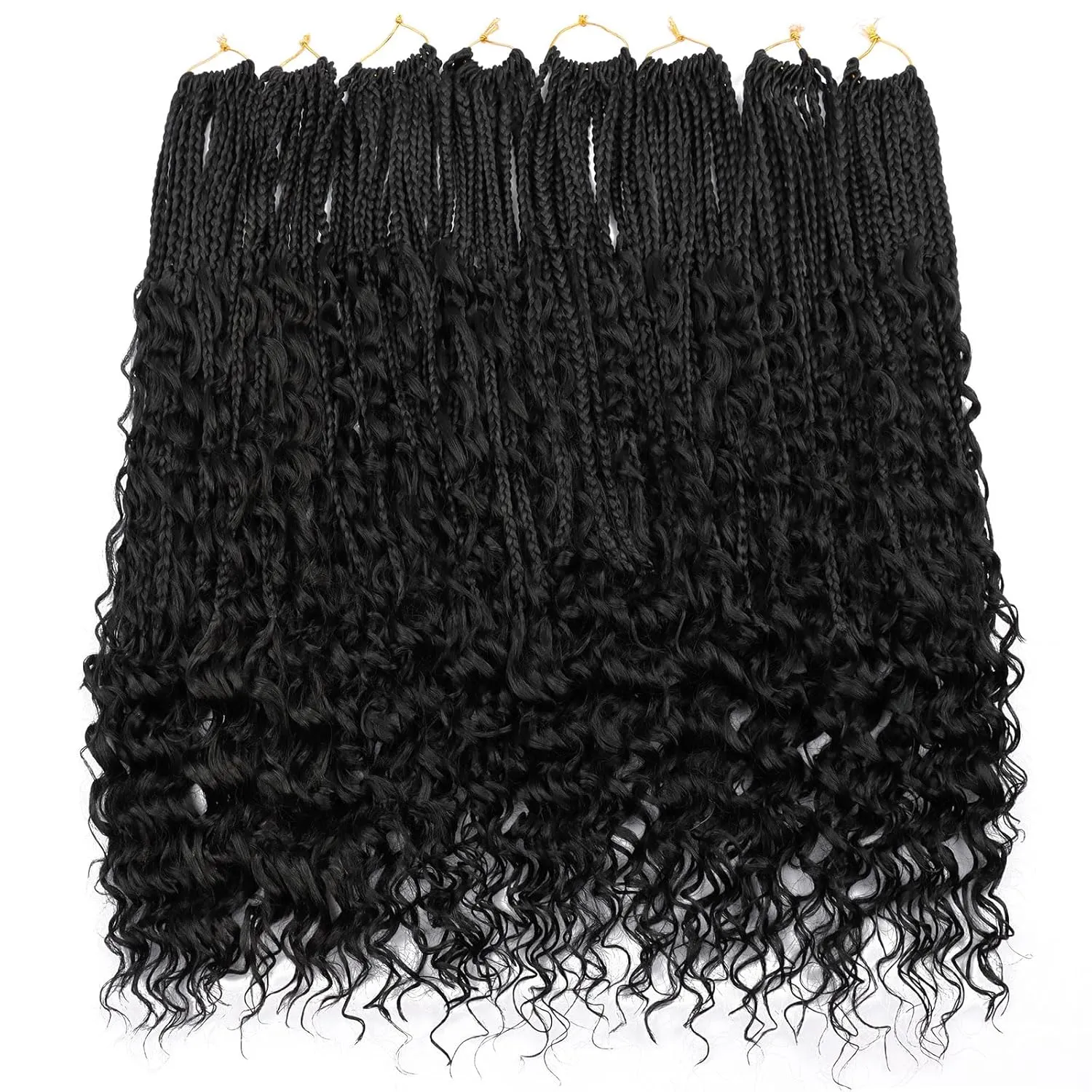 24 Inch Goddess Box Braids Crochet Hair for Black Women 8 Packs Bohomian Crochet Box Braids Pre-looped Boho Box Braids Crochet Braids Synthetic Braiding Hair Extension 1B