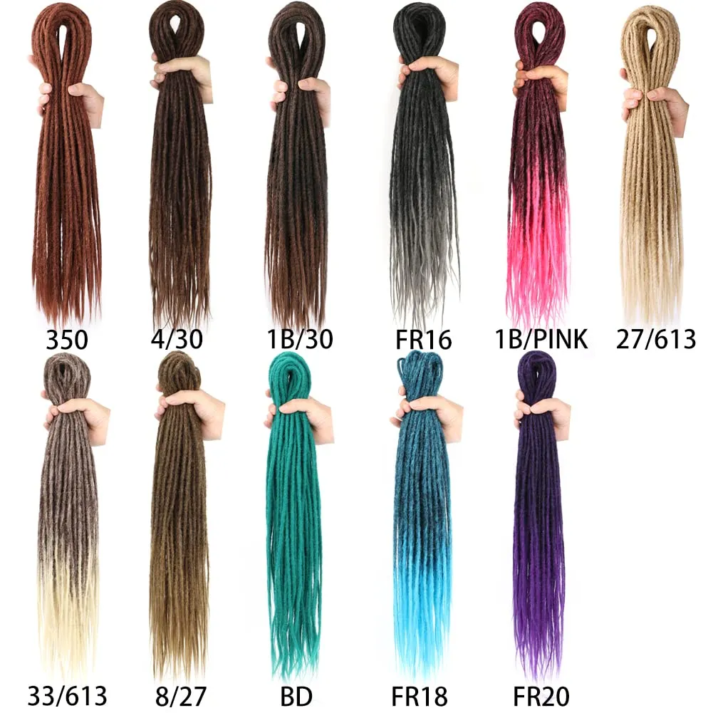 24 Inch Straight Double Ended Dreadlock Extensions Synthetic Dreads 10strands/pack Synthetic Braids Thin 0.6cm Soft Hip-Hop Style Dread Extensions Locks Hair(Straight（10 Strands）, 1B/30)