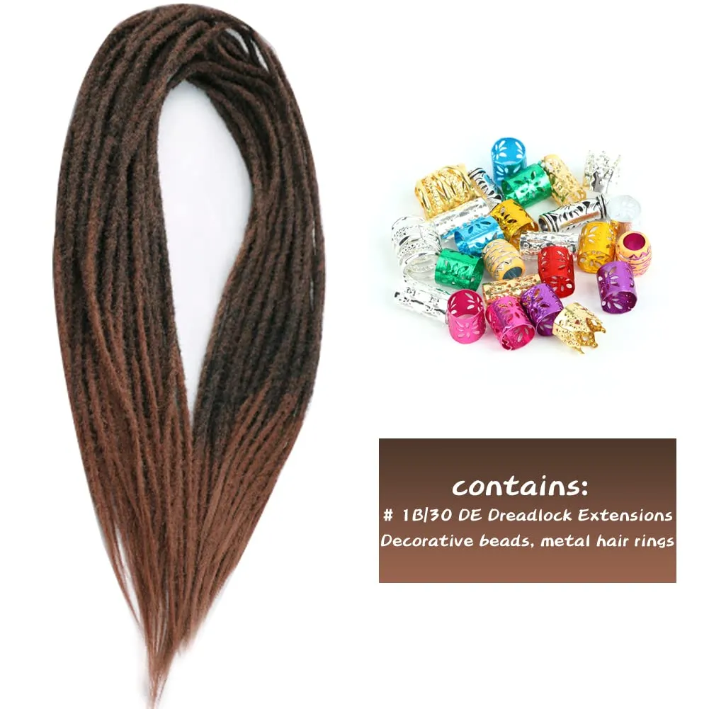 24 Inch Straight Double Ended Dreadlock Extensions Synthetic Dreads 10strands/pack Synthetic Braids Thin 0.6cm Soft Hip-Hop Style Dread Extensions Locks Hair(Straight（10 Strands）, 1B/30)