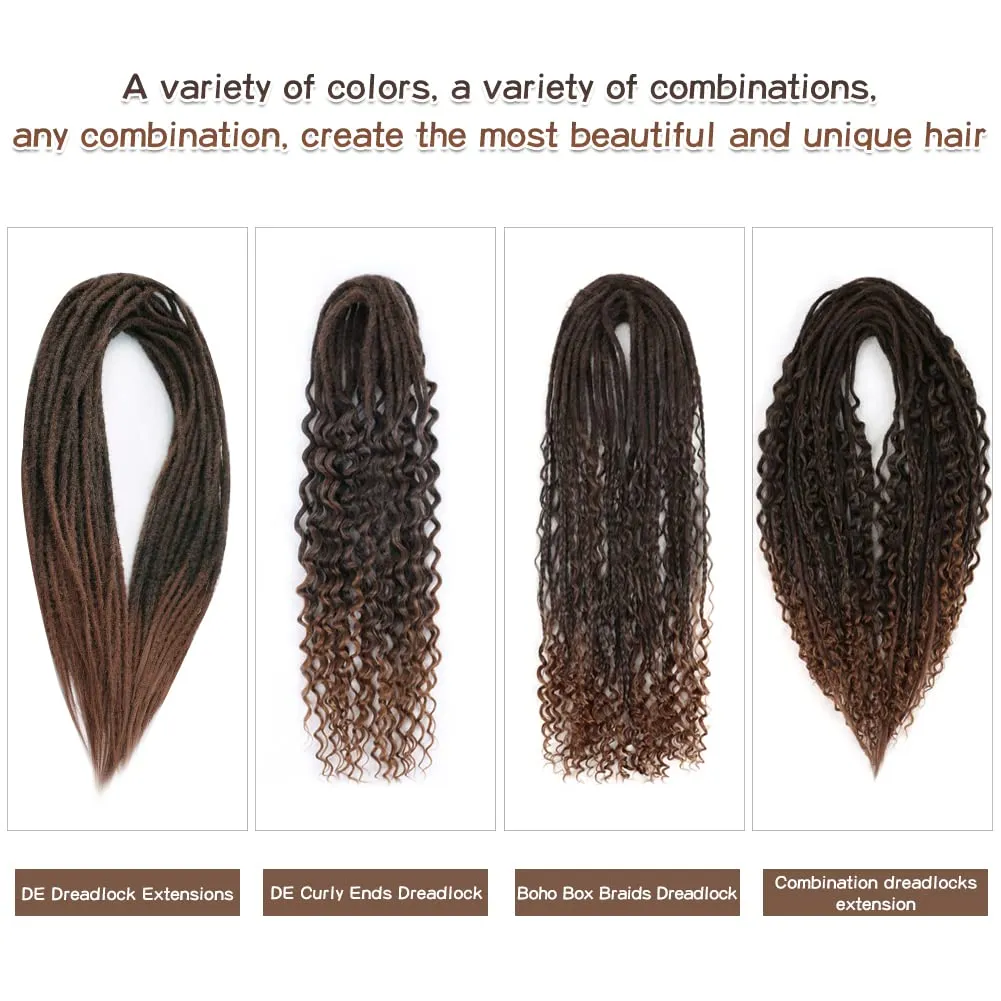 24 Inch Straight Double Ended Dreadlock Extensions Synthetic Dreads 10strands/pack Synthetic Braids Thin 0.6cm Soft Hip-Hop Style Dread Extensions Locks Hair(Straight（10 Strands）, 1B/30)