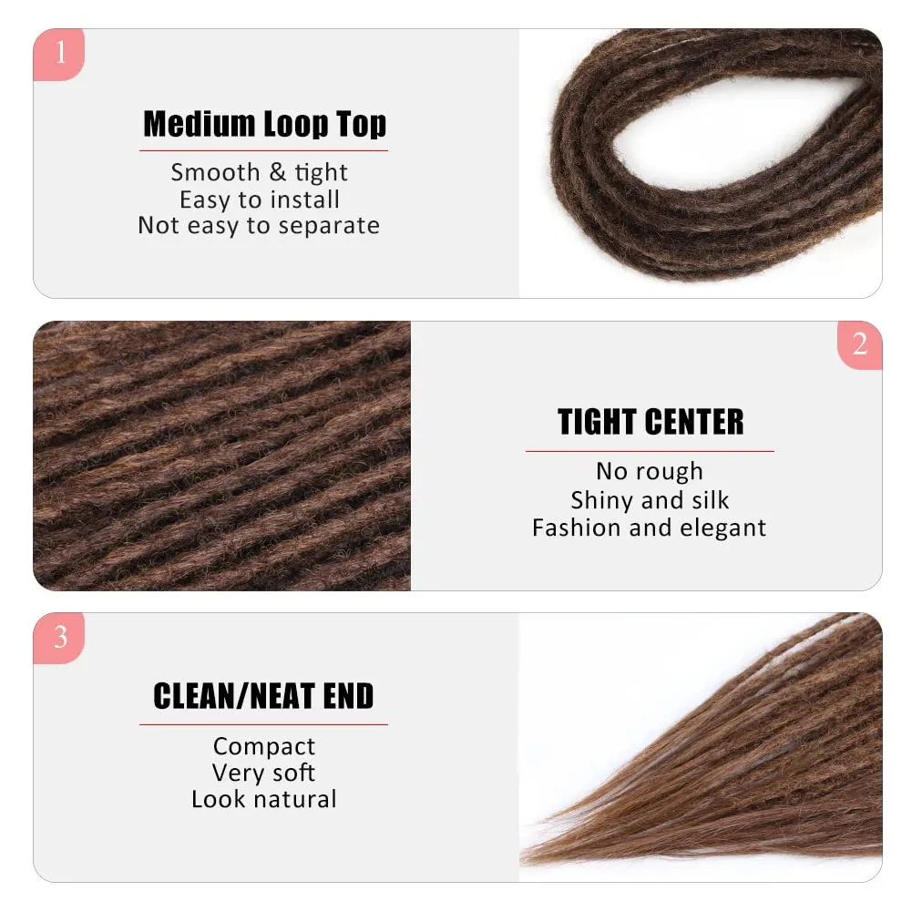 24 Inch Straight Double Ended Dreadlock Extensions Synthetic Dreads 10strands/pack Synthetic Braids Thin 0.6cm Soft Hip-Hop Style Dread Extensions Locks Hair(Straight（10 Strands）, 4/30)
