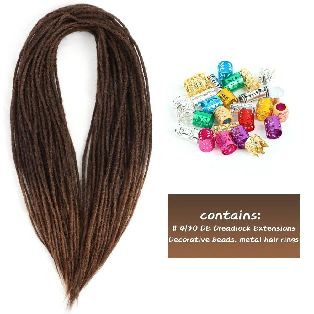 24 Inch Straight Double Ended Dreadlock Extensions Synthetic Dreads 10strands/pack Synthetic Braids Thin 0.6cm Soft Hip-Hop Style Dread Extensions Locks Hair(Straight（10 Strands）, 4/30)