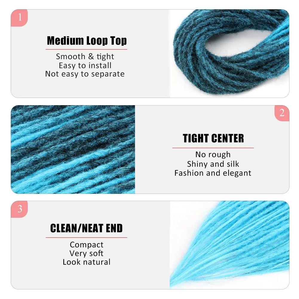 24 Inch Straight Double Ended Dreadlock Extensions Synthetic Dreads 10strands/pack Synthetic Braids Thin 0.6cm Soft Hip-Hop Style Dread Extensions Locks Hair(Straight（10 Strands）, FR18)