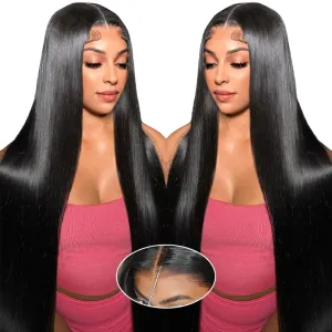 28 Inch 210% Density 6x4 Wear and Go Glueless Wigs Human Hair Pre Plucked Pre Cut 230g Straight Glueless 100% Human Hair Wigs for Black Women Tiny Knots HD Lace Closure Wigs Middle Part
