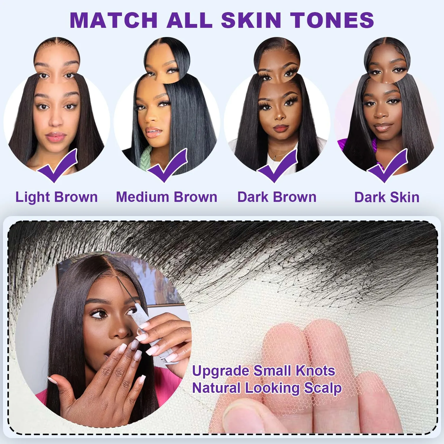 28 Inch 250% Density 6x4 Wear and Go Glueless Wigs Human Hair Pre Plucked Pre Cut 260g Skinlike HD Straight Glueless Lace Closure 100% Human Hair Wigs for Black Women Small Knots Middle Part
